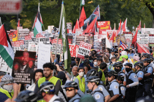 Demonstration of supporters of Palestine near the Democratic National Convention on Thursday, August 22