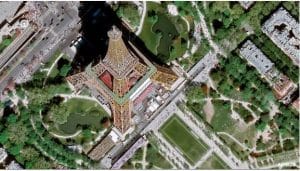 High quality optical satellite image of the Eiffel Tower