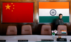 The meeting place of Chinese and Indian military commanders, in the Bumla border area, in the state of Arunachal Pradesh in northeastern India.