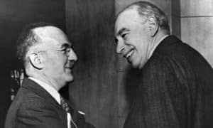 From right to left John Maynard Keynes and Harry Dexter White